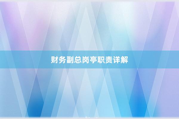 财务副总岗亭职责详解